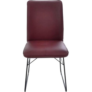 Kufenstuhl K+W KOMFORT & WOHNEN Stühle Gr. B/H/T: 46 cm x 91 cm x 62 cm, 1 St., Leder CLOUD, Metall, rot (cabernet, schwarz) Weitere Stühle