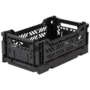 Kultige Klappkiste Mini, Black, stapelbar, recycelbarer Kunststoff, 27 x 17 x 10,5 cm, von Ay-Kasa