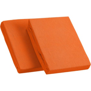 Spannbettlaken KUM Frottee Spannbetttuch Bettlaken Gr. B/L: 90-100 cm x 190-200 cm (2 St.), Frottee, 30 cm, orange (terra) Spannbettlaken Frottee Spannbetttuch