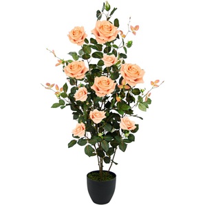 Kunstbaum I.GE.A. Rosenbusch im Topf Kunstpflanzen Gr. B/H/L: 45 cm x 115 cm x 45 cm, 1 St., orange Kunst-Bäume Kunstrosen Kunstpflanzen Rosenstrauch Deko Hochzeit