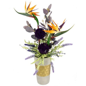 Kunstblume Gesteck aus Strelitzie, Allium und Lavendel, I.GE.A., Höhe 70 cm