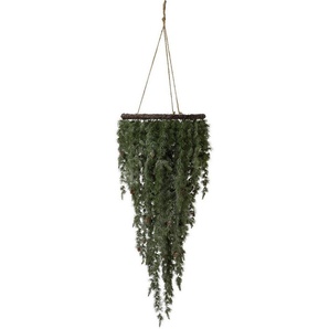 Winterliche Kunstpflanze Weihnachtsdeko Zeder, Creativ green, Höhe 110 cm, Hängezweige mit Metallring Ø 41 cm, Rebenkranz und Aufhängung