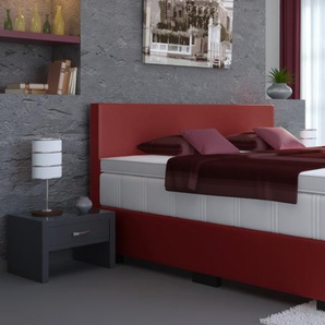 Kunstleder Boxspringbett Tony 240 x 220 cm Weinrot