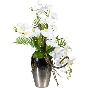 Kunstorchidee CREATIV GREEN Phalaenopsisarrangement in Keramikvase Kunstpflanzen Gr. H: 70 cm, 1 St., weiß Kunst-Orchideen