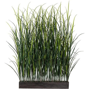 Kunstpflanze CREATIV GREEN Kunststoffgras Raumteiler Kunstpflanzen Gr. B/H/L: 10 cm x 150 cm x 90 cm, 1 St., grün Künstliche Zimmerpflanzen im Holzkasten