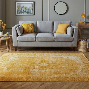 Kurzflorteppich Antique Traditional Gold/Gold 155 x 230cm Baumwollstoff/Mischgewebe