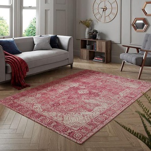 Kurzflorteppich Antique Traditional Pink/Pink 155 x 230cm Baumwollstoff/Mischgewebe