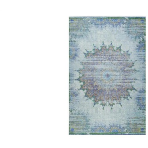 Kurzflorteppich - blau - Baumwolle - 200 cm - 0,6 cm | Möbel Kraft
