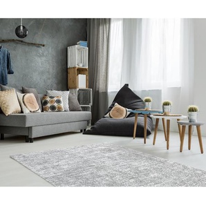 Kurzflorteppich Etna 110 Grau/Silber/Grau 230 x 160cm Webstoff