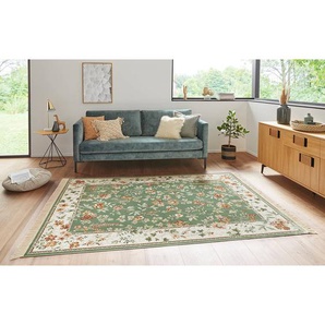 Kurzflorteppich Oriental Flowers Grün/Grün 135 x 195cm Webstoff