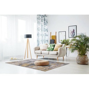 Kurzflorteppich Prima I Grau/Grau/Gelb 120 x 170cm Webstoff