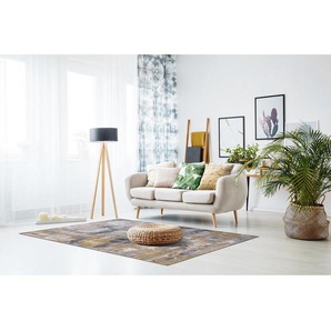 Kurzflorteppich Prima I Grau/Grau/Gelb 160 x 230cm Webstoff