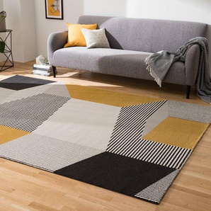Kurzflorteppich Salzgitter Beige/Grau/Gelb 140 x 200cm Polypropylen
