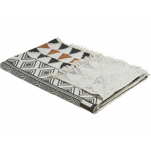 Kuscheldecke Mehrfarbig Baumwolle 130 x 180 cm Handgefertigt abstraktes Muster Fransen für Bett Sofa Couch Sessel Schlafzimmer Wohnzimmer Flur