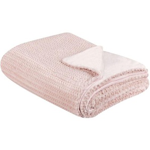 Kuscheldecke Pastellrosa Polyester 150 x 200 cm Modern Skandinavisch Schlafzimmer Wohnzimmer Accessoire Deko Überwurf Wohndecke Sofadecke