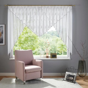 Kuvertstore MY HOME Bea Gardinen Gr. 140 cm, Kräuselband, 450 cm, rot (weiß, burgund) Kräuselband Transparent, Voile, Polyester