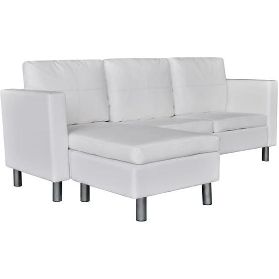 L-förmiges Sofa 3-Sitzer Kunstleder Weiß