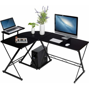 L-Form Computertisch Schreibtisch Computerschreibtisch Buerotisch Ecktisch Eckschreibtisch Winkelschreibtisch 147x112x79cm Schwarz - Costway