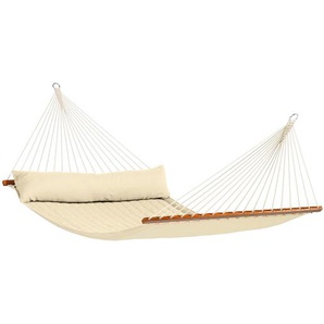 La Siesta Hängematte , Beige , Holz, Textil , Kiefer , Füllung: Polyester , 140 cm , wetterbeständig, UV-beständig, regenabweisend , Gartenmöbel, Hängematten