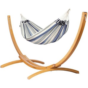 La Siesta Hängematte, Blau, Weiß, Hellblau, Textil, 160 cm, wetterbeständig, UV-beständig, regenabweisend, Gartenmöbel, Hängematten