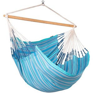 La Siesta Hängesessel , Blau, Hellblau, Dunkelblau , Holz, Textil , Bambus , 140x170x210 cm , Gartenmöbel, Hängesessel
