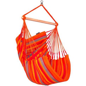 La Siesta Hängesessel , Gelb, Orange, Rot, Hellgrau , Holz, Textil , Bambus , 90x145x140 cm , wetterbeständig, UV-beständig, regenabweisend , Gartenmöbel, Hängesessel