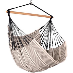 La Siesta Hängesessel , Grau, Weiß , Holz, Textil , Bambus , 110x160x180 cm , Gartenmöbel, Hängesessel