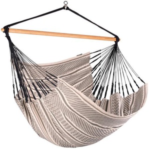La Siesta Hängesessel , Grau, Weiß , Holz, Textil , Bambus , 140x170x210 cm , Gartenmöbel, Hängesessel