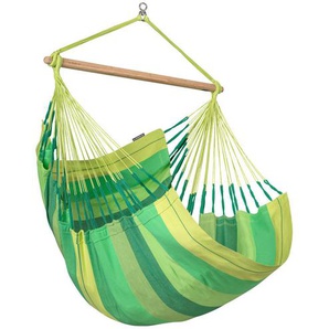 La Siesta Hängesessel , Grün, Dunkelgrün, Hellgrün , Holz, Textil , Bambus , 110x160x180 cm , Gartenmöbel, Hängesessel