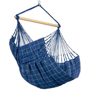 La Siesta Hängesessel , Weiß, Dunkelblau , Holz, Textil , Bambus , 110x160x180 cm , wetterbeständig, UV-beständig, regenabweisend , Gartenmöbel, Hängesessel