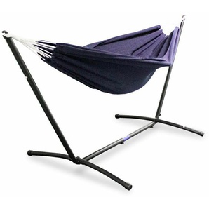 Lacestone - Hängematte mit Gestell Hängeliege Relaxliege Outdoor Indoor 180x140 bis 120Kg Blau