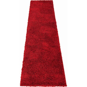 Läufer BRUNO BANANI Shaggy Soft Teppiche Gr. B/L: 80 cm x 500 cm, 30 mm, 1 St., rot (crimson) Teppichläufer