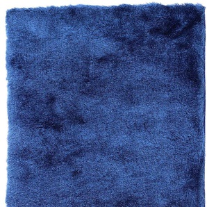 Läufer CARPETFINE Breeze Teppiche Gr. B/L: 80 cm x 350 cm, 45 mm, 1 St., blau Teppichläufer Teppiche besonders weich mit leichtem Glanz Garn