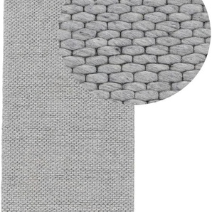 Läufer CARPETFINE Sina Teppiche Gr. B/L: 80 cm x 300 cm, 14 mm, 1 St., grau Teppichläufer Handweb Teppich, reine Wolle, meliert, handgewebt, weich & kuschelig