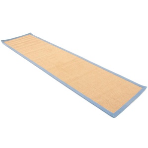 Läufer CARPETFINE Sisal Teppiche Gr. B/L: 80 cm x 400 cm, 5 mm, 1 St., blau Küchenläufer mit farbiger Bordüre, Anti Rutsch Rückseite