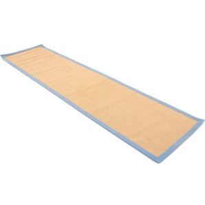 Läufer CARPETFINE Sisal Teppiche Gr. B/L: 80 cm x 500 cm, 5 mm, 1 St., blau Küchenläufer mit farbiger Bordüre, Anti Rutsch Rückseite