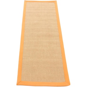 Läufer CARPETFINE Sisal Teppiche Gr. B/L: 80 cm x 500 cm, 5 mm, 1 St., orange Küchenläufer mit farbiger Bordüre, Anti Rutsch Rückseite
