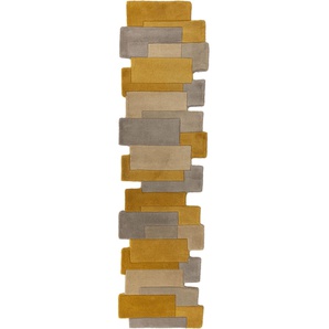 Läufer FLAIR RUGS Abstract Collage Teppiche Gr. B/L: 60 cm x 230 cm, 11 mm, 1 St., gelb (ocker) Küchenläufer