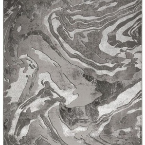 Läufer FLAIR RUGS Marbled Teppiche Gr. B/L: 80 cm x 300 cm, 12 mm, 1 St., silberfarben Küchenläufer dezenter Glanz, mehrfarbig, modernes Marmor-Design, Teppichläufer
