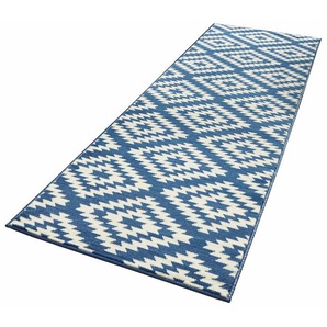 Läufer HANSE HOME Nordic Teppiche Gr. B/L: 80 cm x 500 cm, 9 mm, 1 St., blau (blau, creme) Kurzflor-Läufer