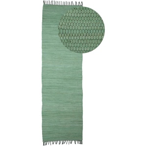 Läufer HOME AFFAIRE Handweb Uni, Wendetepich Teppiche Gr. B/L: 80 cm x 400 cm, 5 mm, 1 St., grün (olive) Kurzflor-Läufer