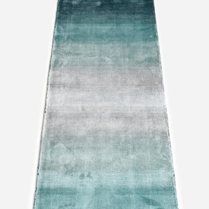 Läufer HOME AFFAIRE Katalin, handgewebt, Teppiche aus 100% Viskose, farblich changierend Gr. B/L: 67 cm x 230 cm, 12 mm, 1 St., blau (türkis) Küchenläufer