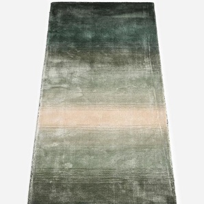 Läufer HOME AFFAIRE Katalin, handgewebt, Teppiche aus 100% Viskose, farblich changierend Gr. B/L: 67 cm x 230 cm, 12 mm, 1 St., grün (dunkelgrün) Küchenläufer