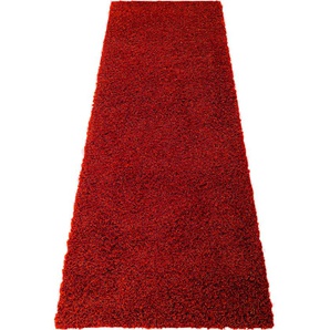 Läufer HOME AFFAIRE Viva Teppiche Gr. B/L: 80 cm x 500 cm, 45 mm, 1 St., rot (weinrot) Teppichläufer Läufer, Brücke, Uni-Farben, einfarbig, besonders weich und kuschelig