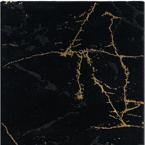 Läufer LEONIQUE Juliet Teppiche Gr. B/L: 80 cm x 300 cm, 12 mm, 1 St., schwarz (black, gold) Teppichläufer modernes Marmor-Design, Läufer, Brücke, Kurzflor, pflegeleicht
