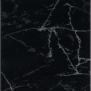 Läufer LEONIQUE Juliet Teppiche Gr. B/L: 80 cm x 300 cm, 12 mm, 1 St., schwarz (black, silver) Teppichläufer modernes Marmor-Design, Läufer, Brücke, Kurzflor, pflegeleicht