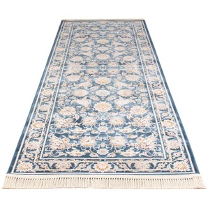 Läufer MORGENLAND Aryana Teppiche Gr. B/L: 100 cm x 400 cm, 7 mm, 1 St., blau Kurzflor-Läufer Wohnzimmer, Strapazierfähig