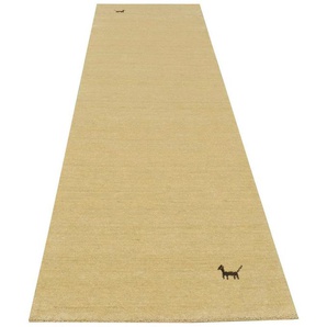 Läufer MORGENLAND GABBEH ASTERIA Teppiche Gr. B/L: 80 cm x 300 cm, 18 mm, 1 St., beige Teppichläufer Schurwolle, Uni Tiermotiv