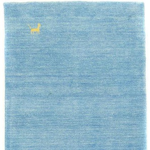 Läufer MORGENLAND GABBEH ASTERIA Teppiche Gr. B/L: 80 cm x 300 cm, 18 mm, 1 St., blau Teppichläufer Schurwolle, Uni Tiermotiv