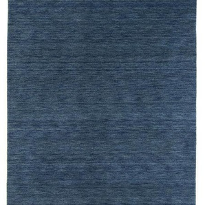Läufer MORGENLAND GABBEH FEIN UNI Teppiche Gr. B/L: 80 cm x 200 cm, 18 mm, 1 St., blau Teppichläufer pure Schurwolle Einfarbig, Wohnzimmer